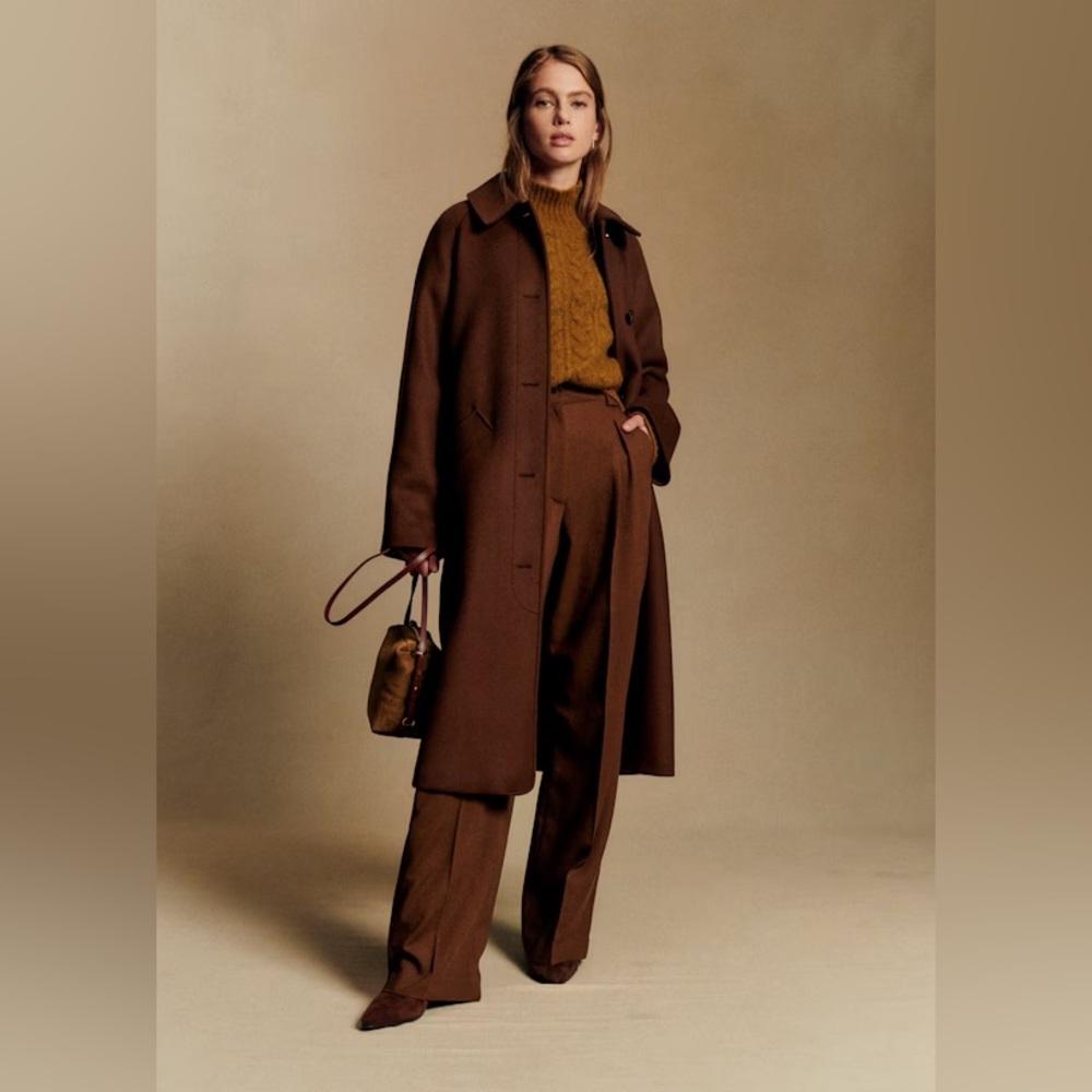 NWOT Sezane Clyde Wool Coat in Chocolate, Size 34 / 2
